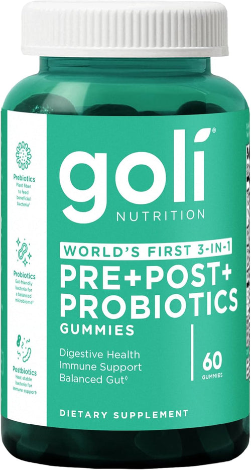 3-in-1 Pre Pro Postbiotic Gummies with DE111 Probiotics, XOS Prebiotics, and MCC1849 Postbiotics - Vegan, Non-GMO, Gluten-Free